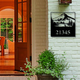 Custom Metal Address Sign Wilderness Rustic Sign Mountains Metal House Number Sign Outdoor Gift Ideas Address Plaque Housewarming Gift Decorations